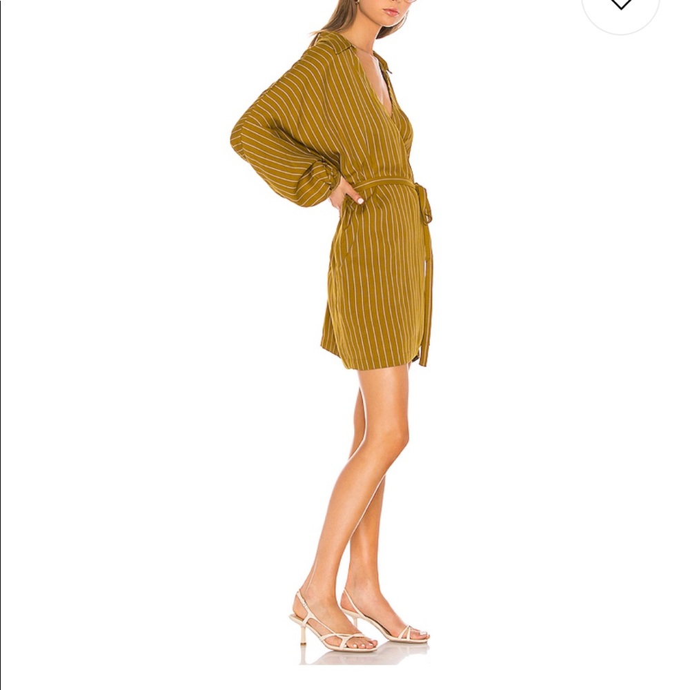 L’Academie Aissa Mini Dress in Mustard & White